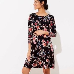 Loft  floral maternity dress 3/4 sleeve swing dress -NWT